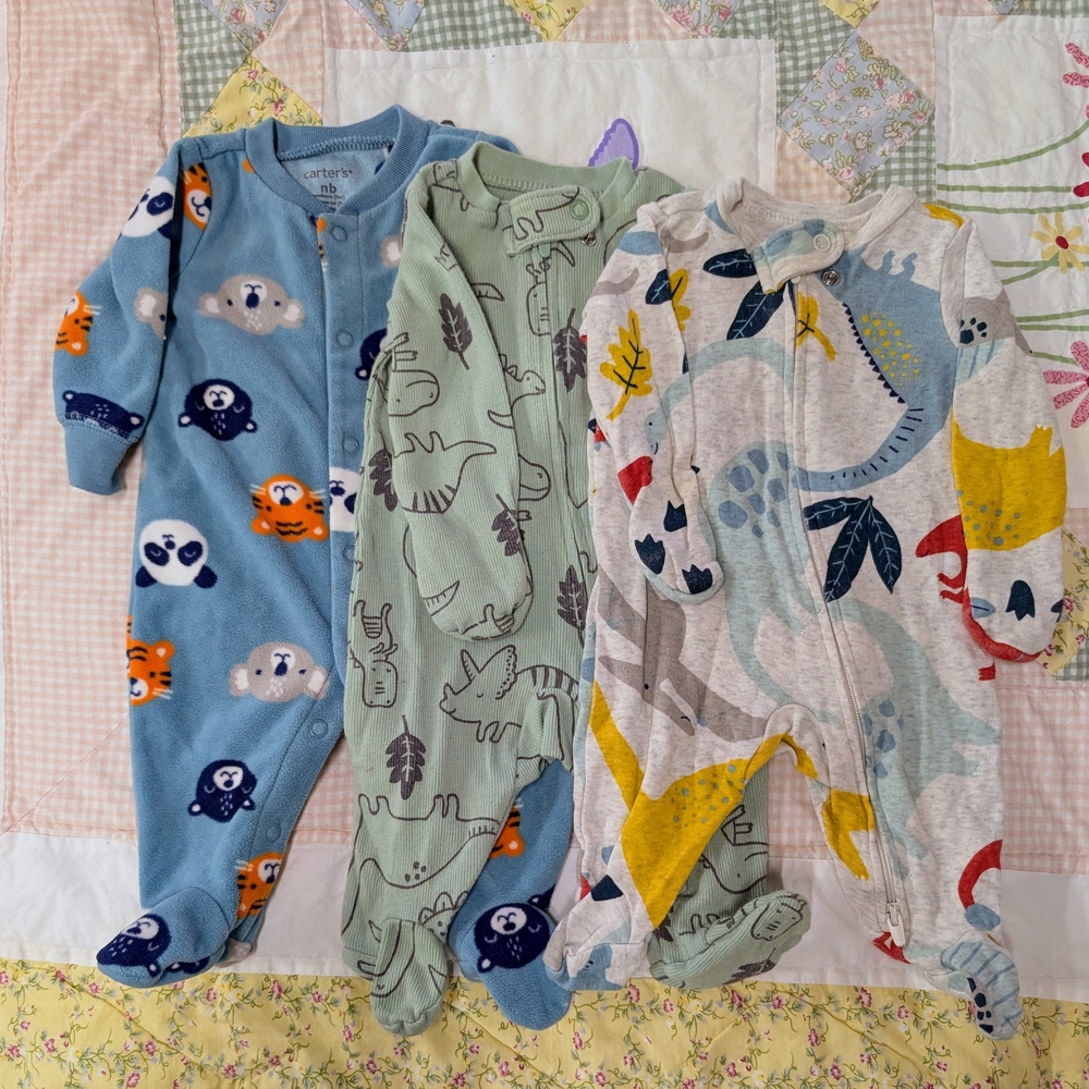 Carter's Newborn One Piece Pajamas - Blue, Green, Multicolor